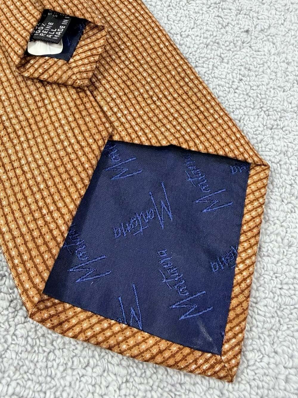 Claude Montana Necktie Brown Check Silk Made In Italy